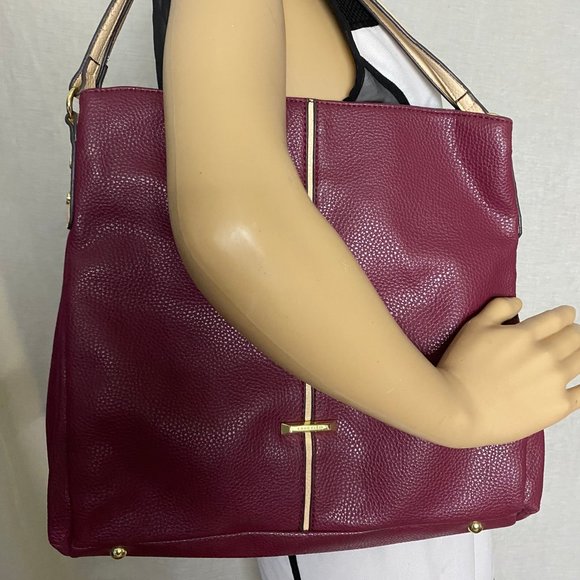 ANNE KLEIN Wine Red Faux Leather Shoulder Bag - Picture 7 of 10